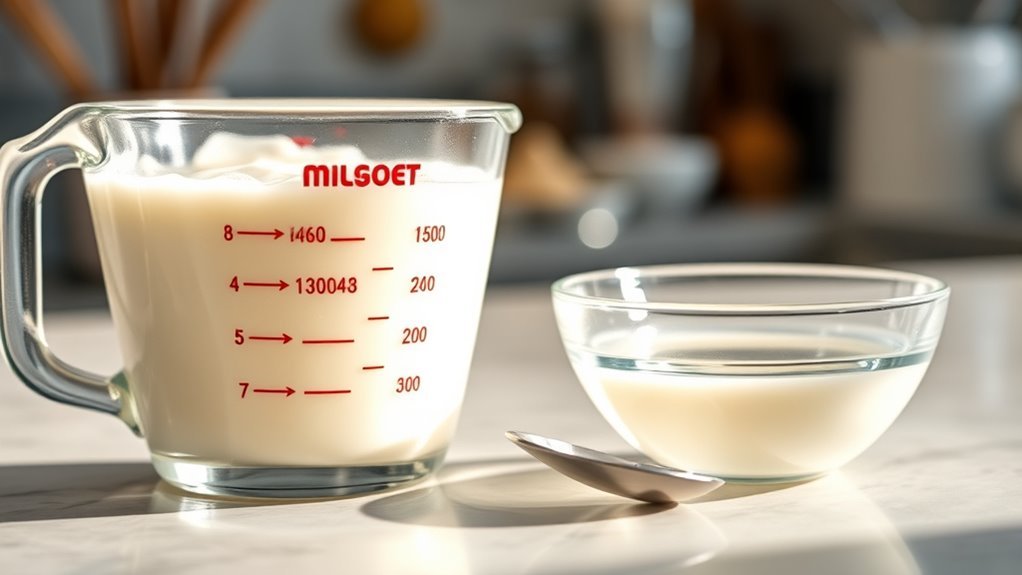 dilution ratios for milk