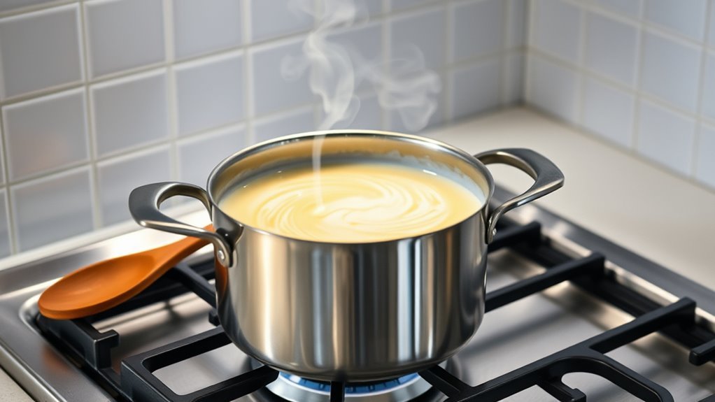 heats gently thickens slightly