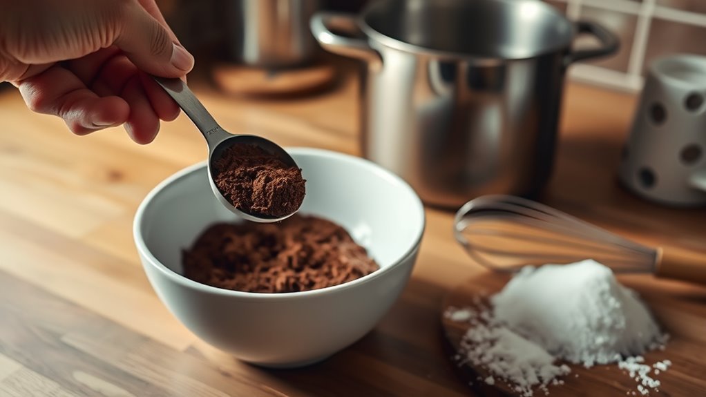 measure cocoa and sugar