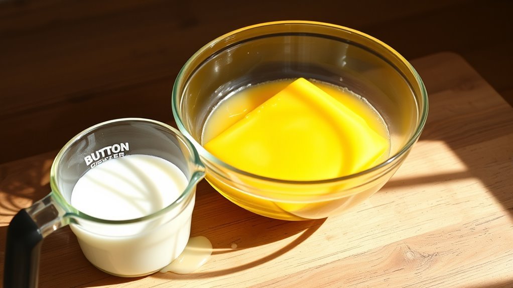 melting butter stirring gently