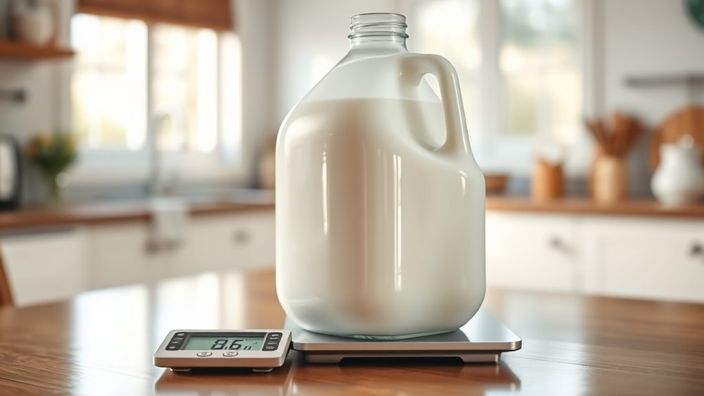 milk weighs about 8 6 pounds