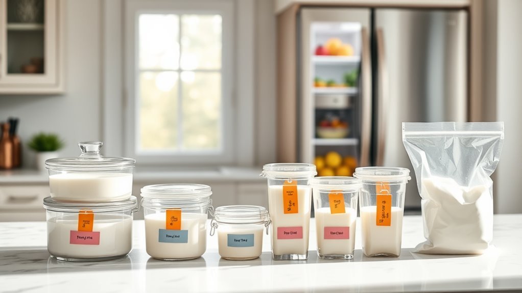 safe labeled milk storage