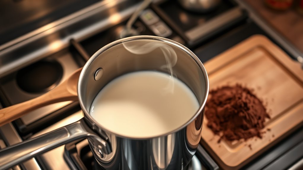warm milk gently stirred