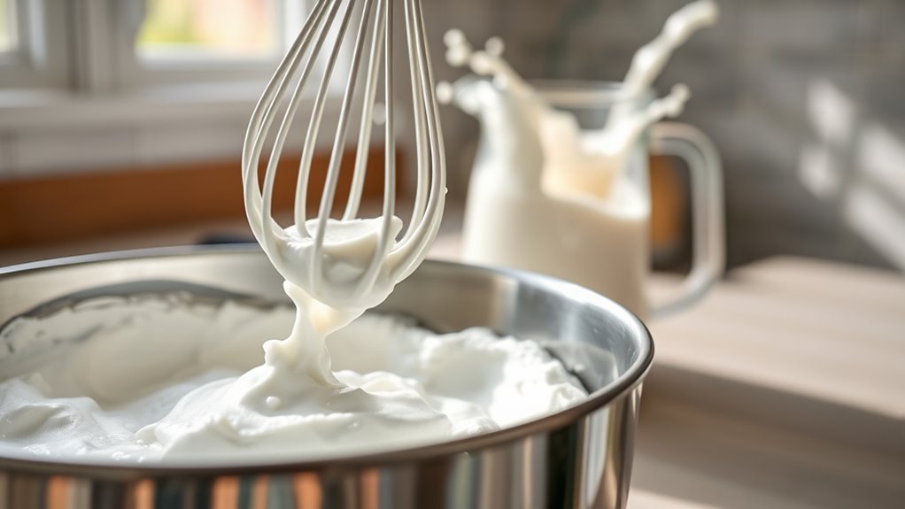 whip milk until fluffy