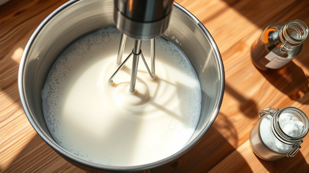 whip milk until fluffy