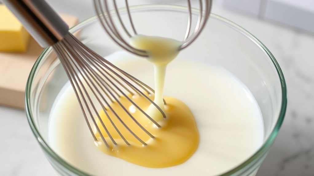 combine warm milk thoroughly