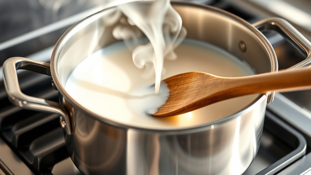 heat milk dissolve sugar