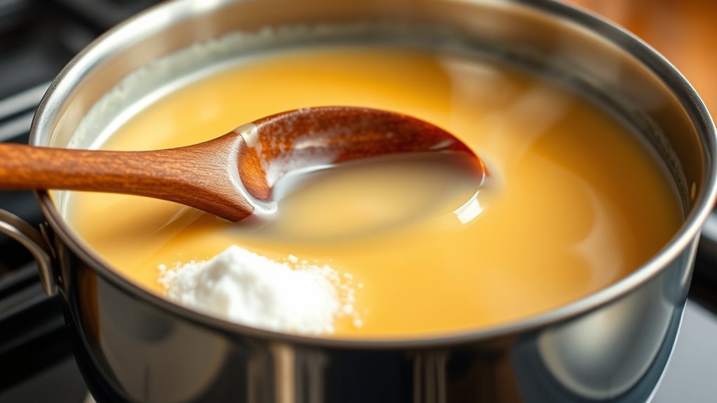 simmer stir reduce react